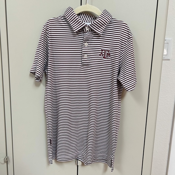 Garb Texas A&M Boys Polo - sz 5-6, sz S - striped, comfy - Picture 1 of 9